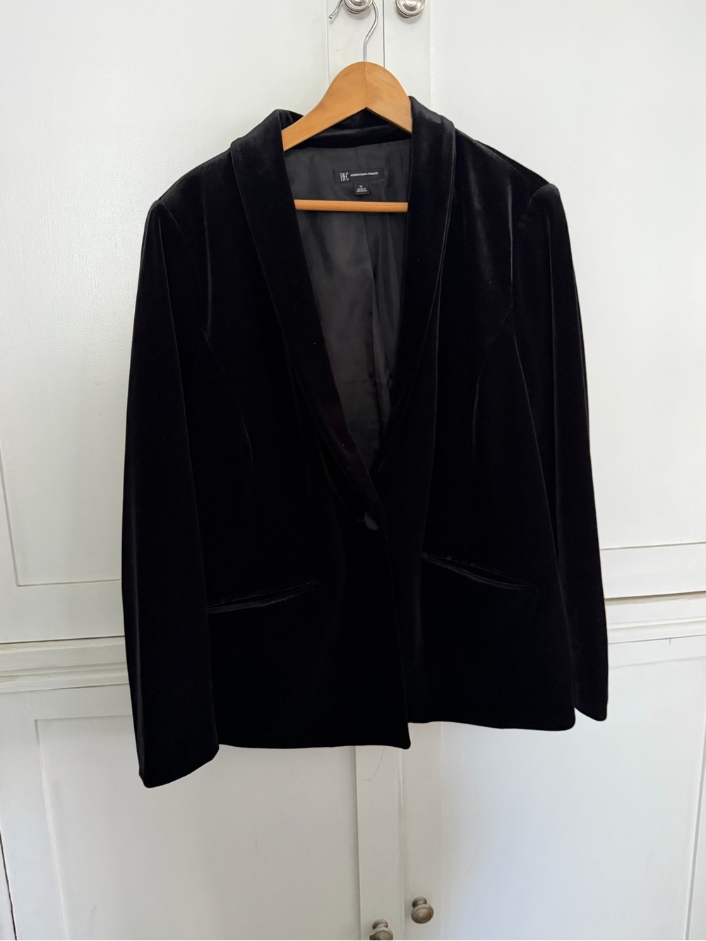 INC International Concepts Black Velvet Shawl Collar Blazer